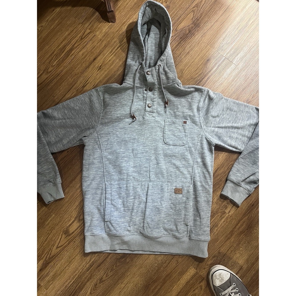 Billabong Hoodie‎ Mens Large Gray Button Pullover